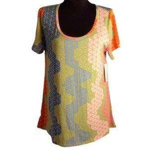 LuLaRoe S Classic T Tee Shirt NEW Triangles Pink Green Blue Orange